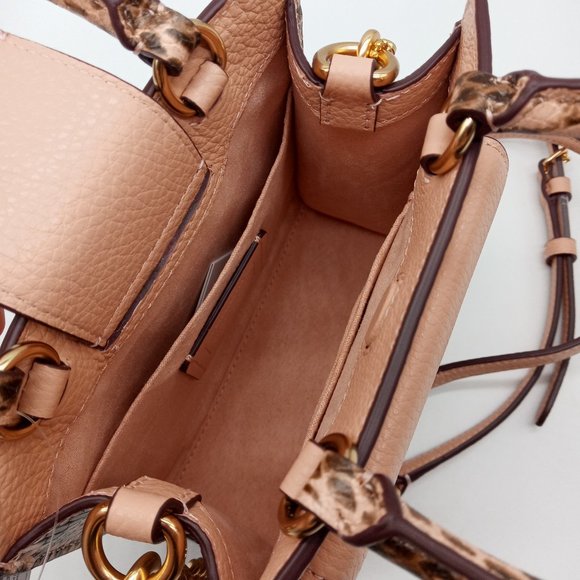 NWT Coach Pink Shell Pepper Leather Crossbody Satchel Bag Snake Embossed C6779 - Picture 11 of 16